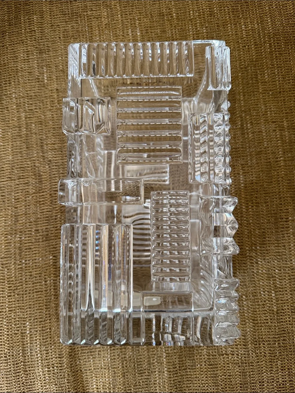 Marquis Waterford Clear Crystal Geometric design Cubist style vase gorgeous